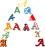Der Buchstabe A in verschiedenen Fonts / Graphemen