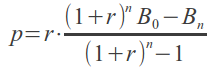 Formul: monatliche Zahlungen um einen Krdeit in n Zahlungen zu tilgen.