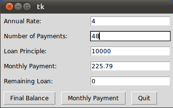 Kreditrechner in Python unter Benutzung von Tkinter