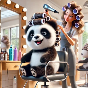 Panda bekommt Locken / Styling